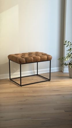 Faux leather brown ottoman (2)