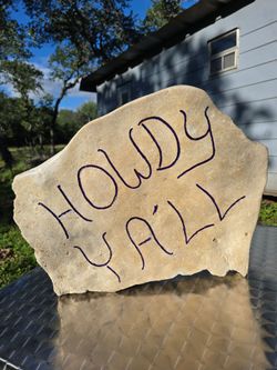 Handmade one-of-a-kind Engraved "HOWDY YALL" Welcome Rock for patio garden porch lawn ornament