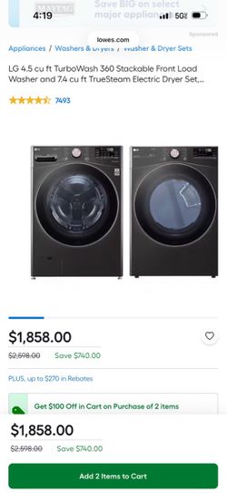Washer and dryer LG
