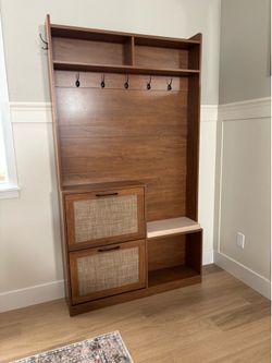 78" Tall Boho Hall Tree with Bench & Shoe Storage, 4-in-1 Mudroom Coat Rack