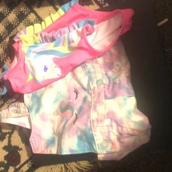 Toddler Girl 18Mon Unicorn Over All ,swimsuit 