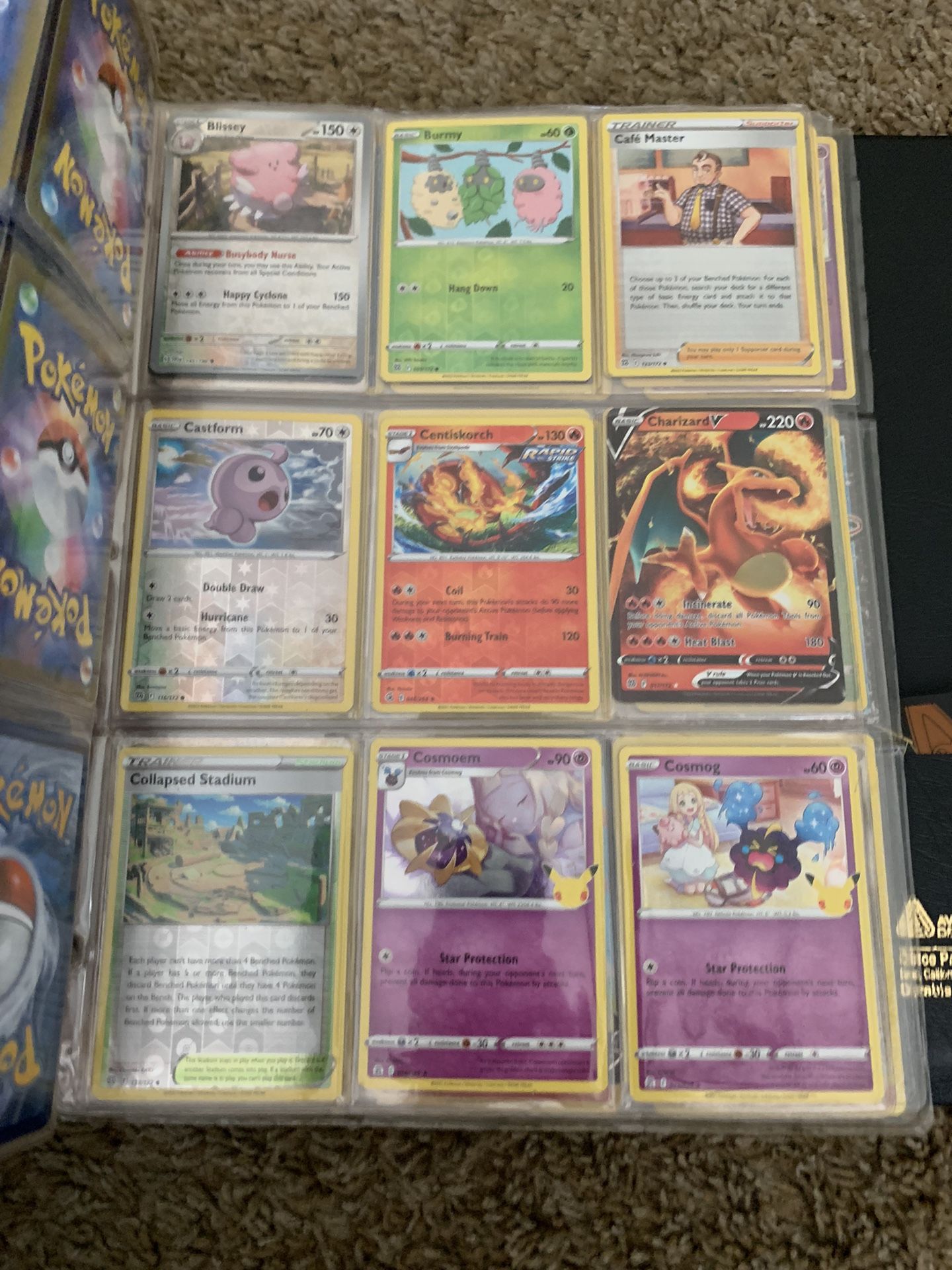 Huge Binder Lot of Pokemon Mix 763 Cards w Shiny Holo Rare V Max Charizard More