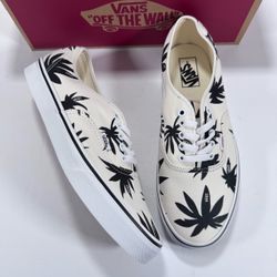 Vans Authentic Archive Marshmallow Black Palm Leaf Print Sneaker Men 10.5