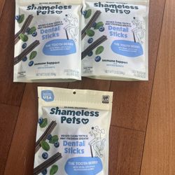Shameless pets dental stick $4/each