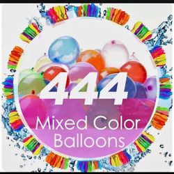444Shots Rapid-Fill Crazy Color Water Balloons for Kids Set Party Games Plus Free Water Nozzle