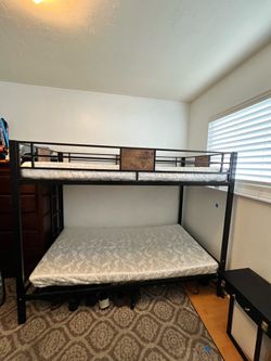 Metal Bunk Bed with Mattresses