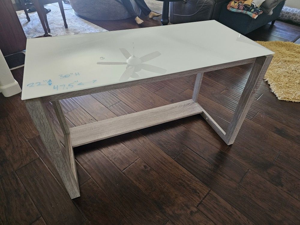 Free White Glass Desk. Measurements In Photo. Excellent Condition!