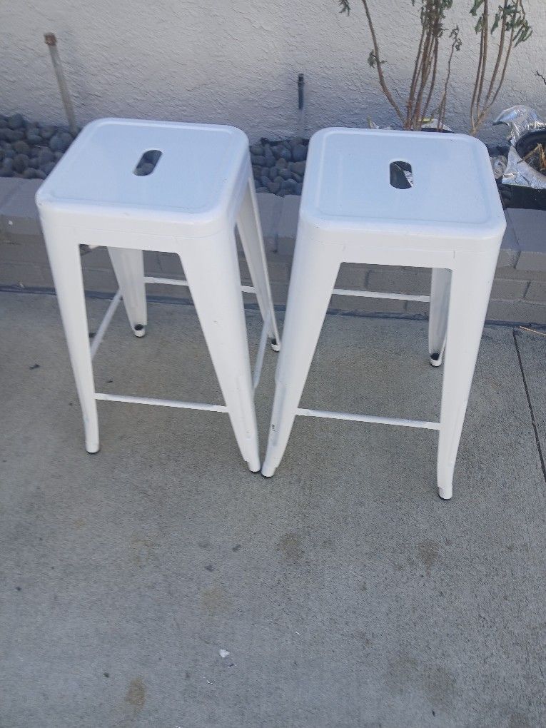 Pair Of White Stools 