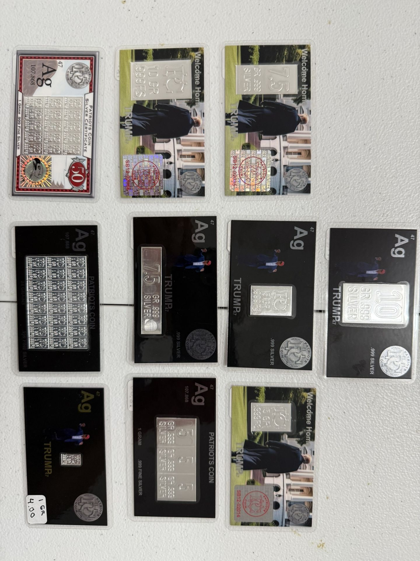 Unique Silver Collector Cards. Different Varieties And Weights.
