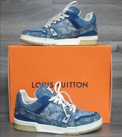 Louis Vuitton LV Trainer Sneakers Men’s US 8.5 Blue Monogram Denim Low Top Shoes