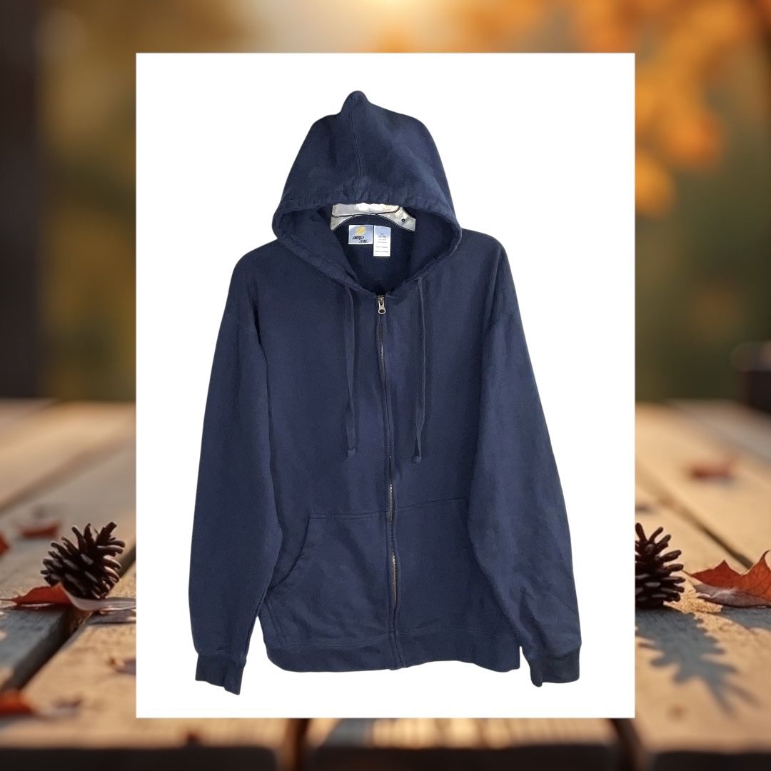 Energy Zone Navy Zip Hoodie Sweatshirt men Size XL 46-48
