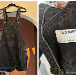 Denim overall shorts