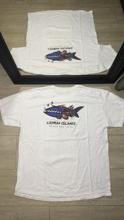 Y2K 2000s Cayman Islands British West Indies Fish With Glasses Shirt