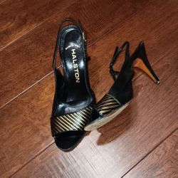 Halston Black and Gold Stiletto Heels EU 39/ US 9