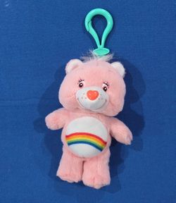 Vintage 2004 Care Bears Cheer Bear 4.5" Plush Backpack Clip/Keychain