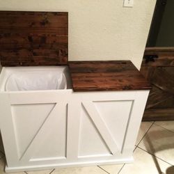 Custom trash Cabinet Modern Rustic Farmhouse Barn Door Trash Bin Garbage Can 