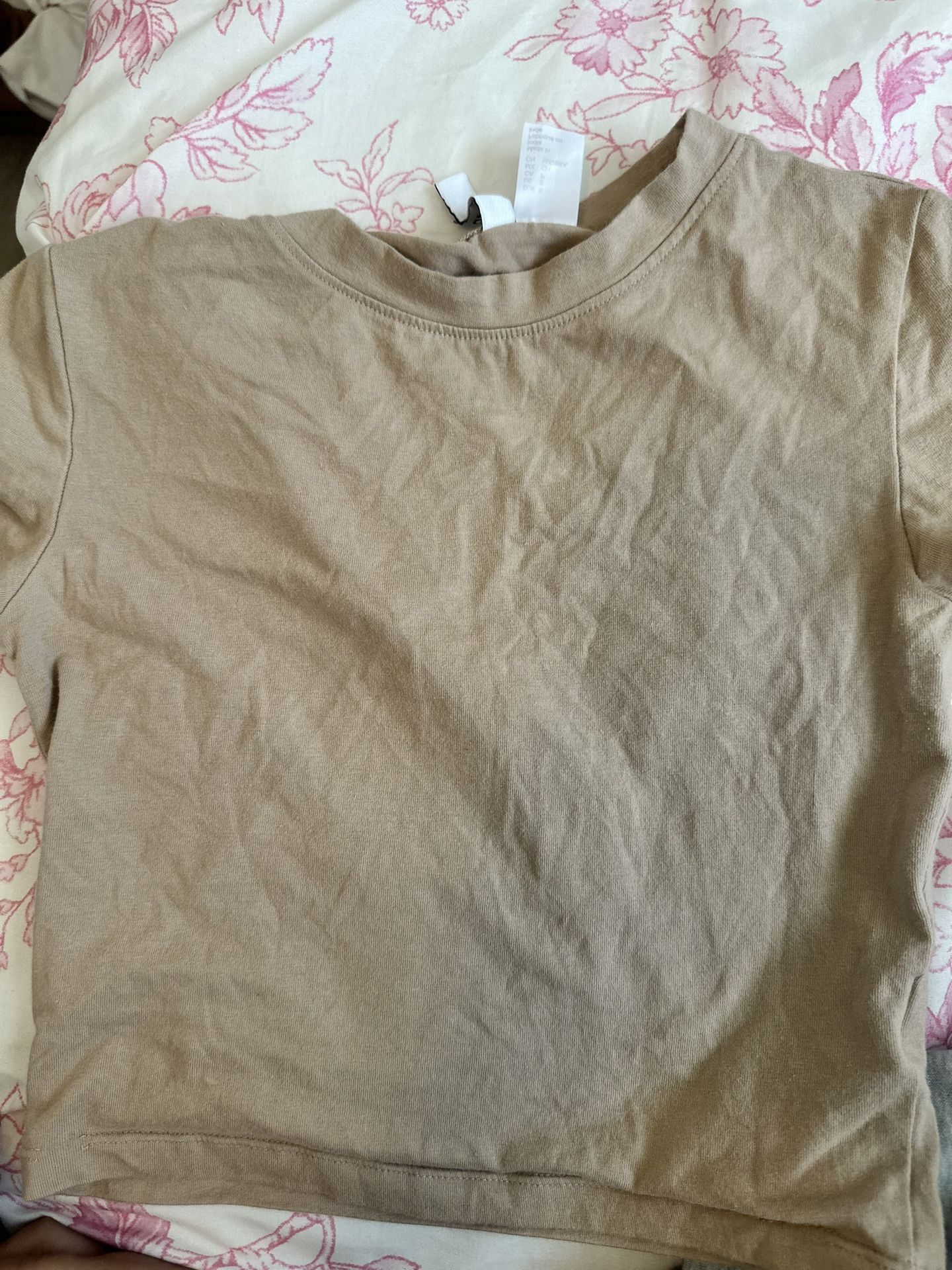 Divided Brown-Tan Crop Top (Size S) – Gently Used, Versatile & Comfy