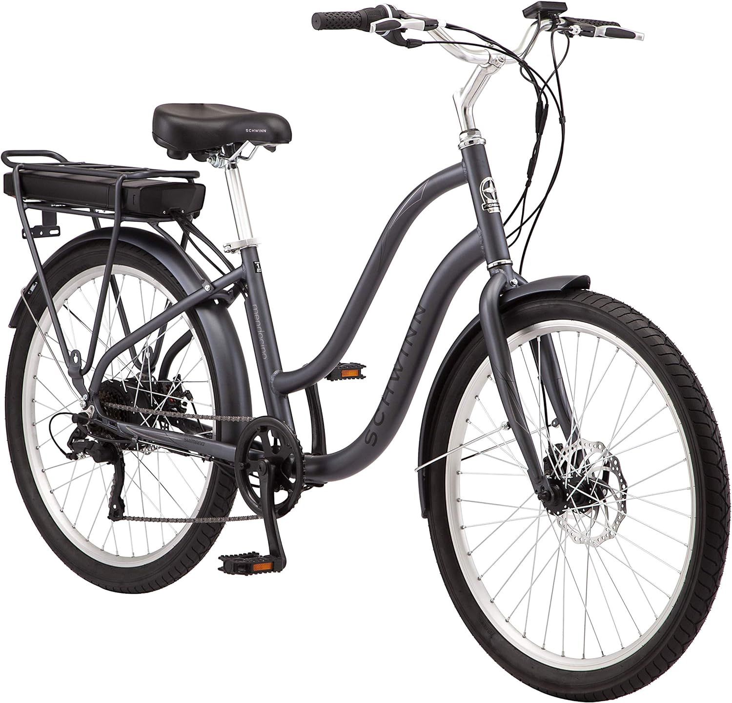New Schwinn Mendocino Adult Hybrid Electric Cruiser Bike, 26-Inch Wheels
