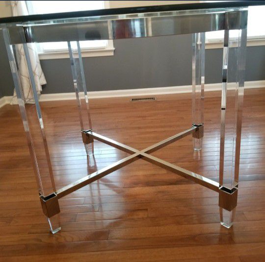 Glam Acrylic (Ghost) Leg Glass Top Dining Room Table