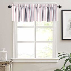 Pink White Striped Valance Curtain Cute Modern Simple Vertical Stripe Aesthetic