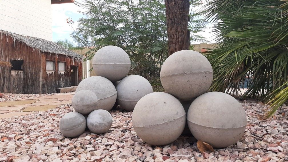 Balls Spheres Orbs  Cast Stone Concrete Garden Yard Art 