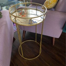 Gold Mirror End Table 