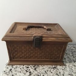 Large, Sewing Box With Thread And A Zipper.