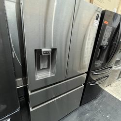 Stainless Steel Samsung 4 Door Fridge Recessed Handles