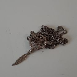 Vintage Sterling silver 10kt gold Harley Davidson necklace