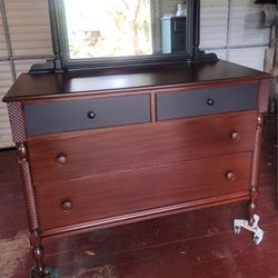 Refinished Antique Dresser And Mirror