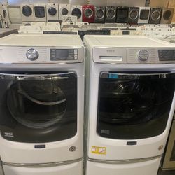 MAYTAG XL COMMERCIAL QUALITY WASHER DRYER SET FREE PEDESTALS ATTACHMENTS WARRANTY 