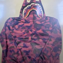 Bape NWOT Purple/ pink Camouflage Shark Hoodie 