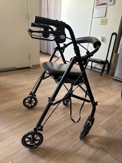 Lightweight Folding Rollator Walker w/ Seat – Like New