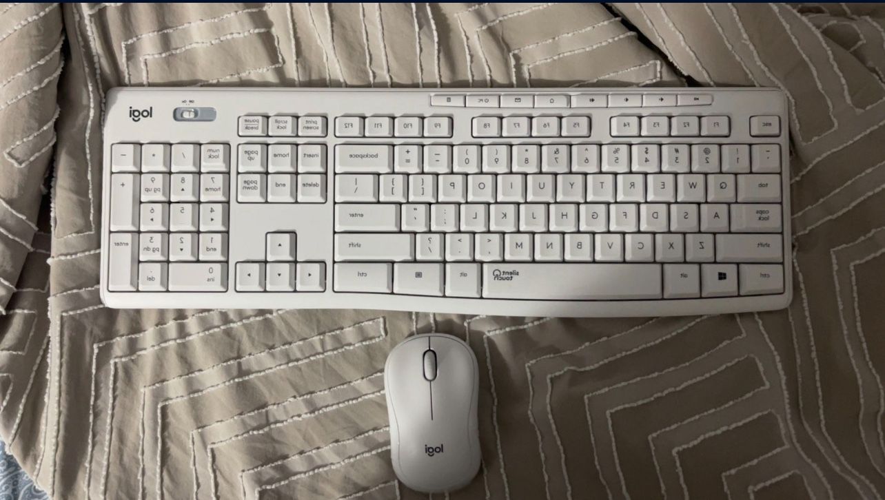 White Wireless Keyboard With Mouse