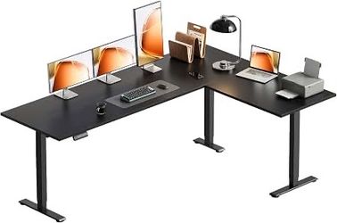 NEW AODK 71 Inch Reversible L Shaped Electric Standing Desk, Black Large Corner Height Adjustable