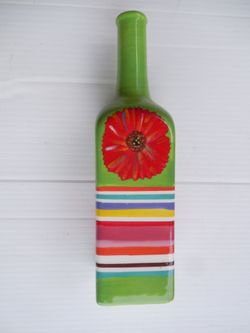 Colorful hand-painted bottle vase