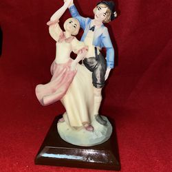 7 Inch x 3.5 Inch Painted Alabaster Boy & Girl Figurine Imported From Greece