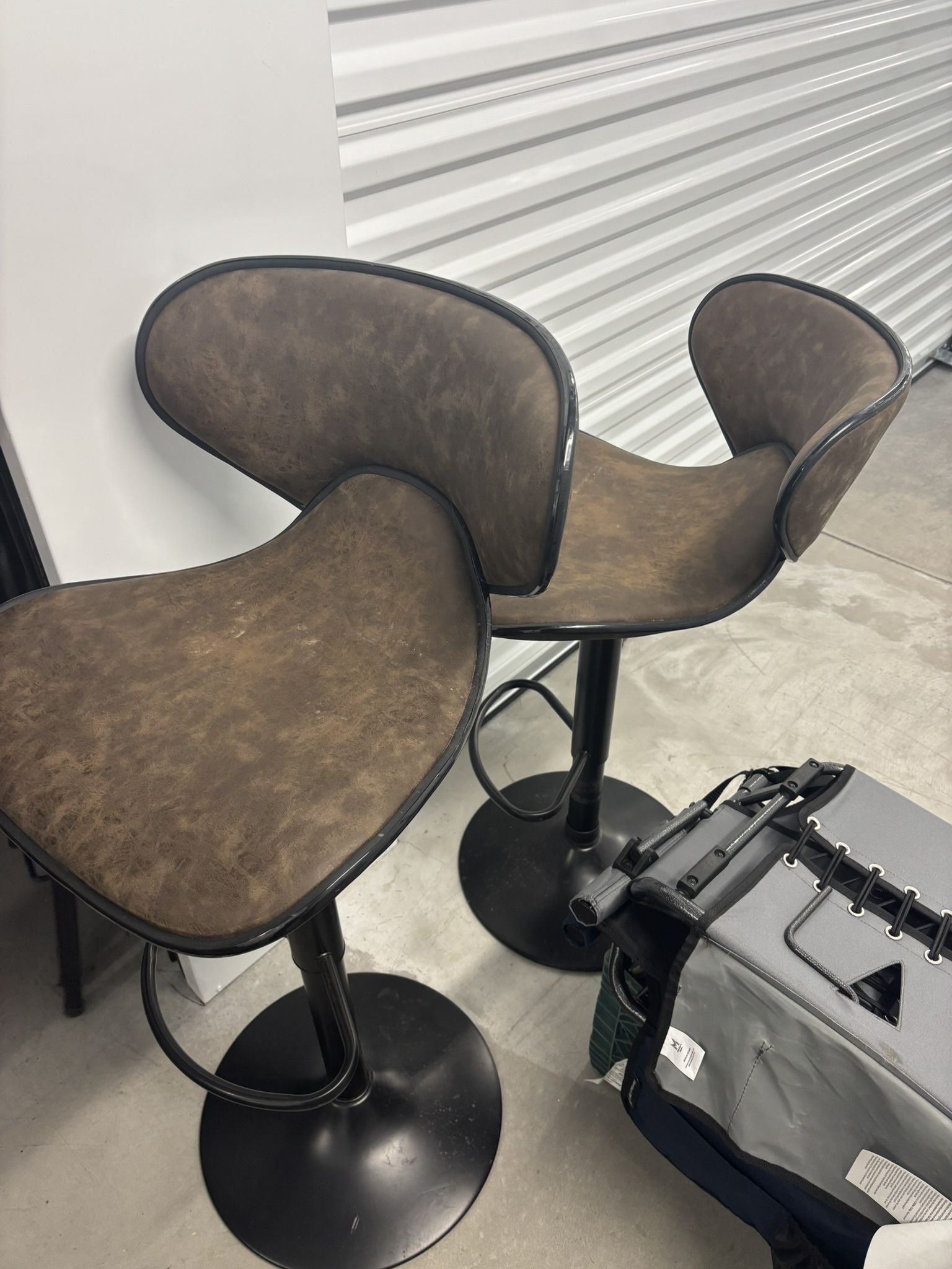 2 Leather Bar Stools 