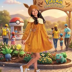 Pokémon Eevee Dress Deluxe Halloween Costume Size Medium 7-8 Youth Child
