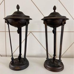Pair of Pier 1 bronze Incense/Candle Holders - Classical Style 