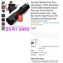 Versatile Barbell Pad, Non-Slip Design, 100% Washable, Comfortable Barbell Squats Pad, Hip Thrust Pad for Barbell Cushion Pad - Gym Bar Pad for Hip 