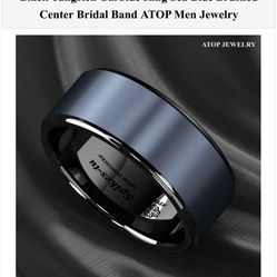 PRICE CUT:  Ring, Tungsten, Brushed Sea Blue