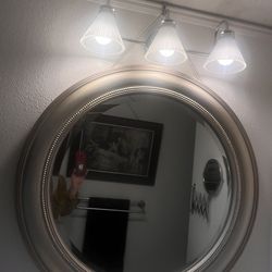Bathroom light & glass shelves