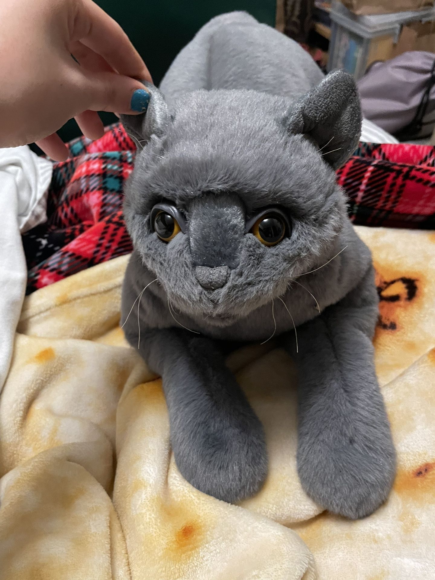 Folkmanis Purring Puppet Cat Grey Stuffed Animal 