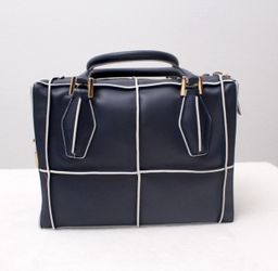 Tods D-Cube Leather Bowler Bag in Navy Blue