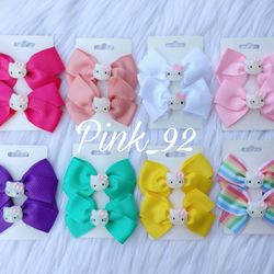 HELLO KITTY 2pc HAIR BOW CLIPS 🌈 3in.