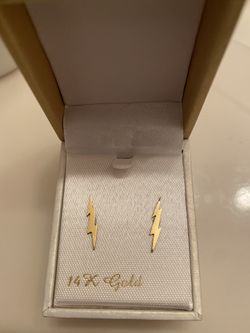 Chargers Lightning Bolt Earrings 14K