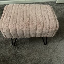 Stool Pink Faux Fur