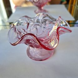 Fenton strawberry pattern pink glass
