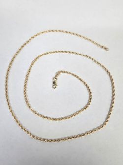 10kt Gold Hollow Rope Chain 22"